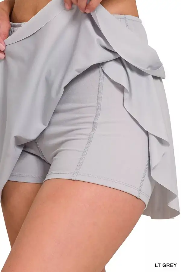 Sequin Drawstring Pocketed Active Skirt