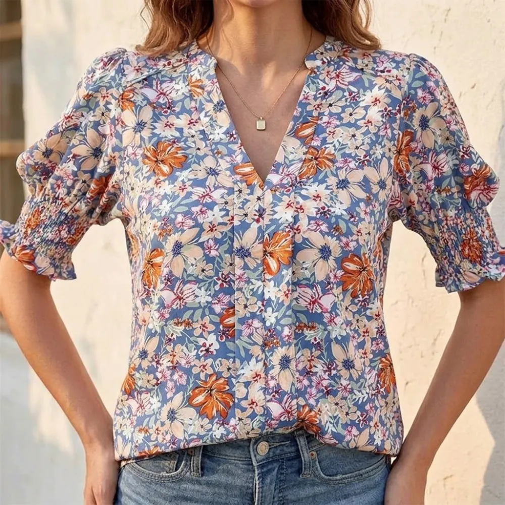Floral Puff Sleeve Blouse