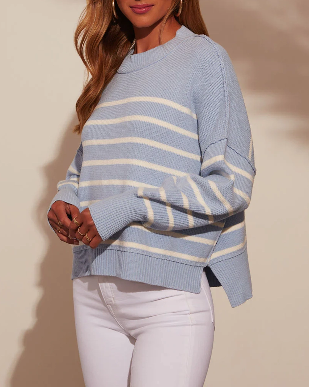 Neck Striped Pullover Sweater
