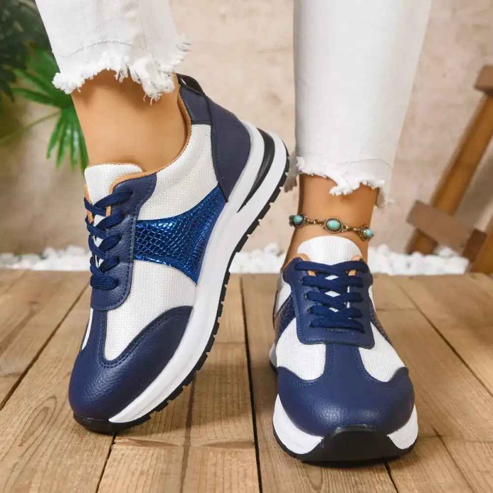 Versatile Round Toe Lace-Up Sneakers