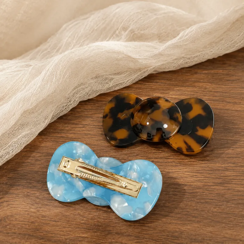 Marble Bow Shape Print Hair Clip