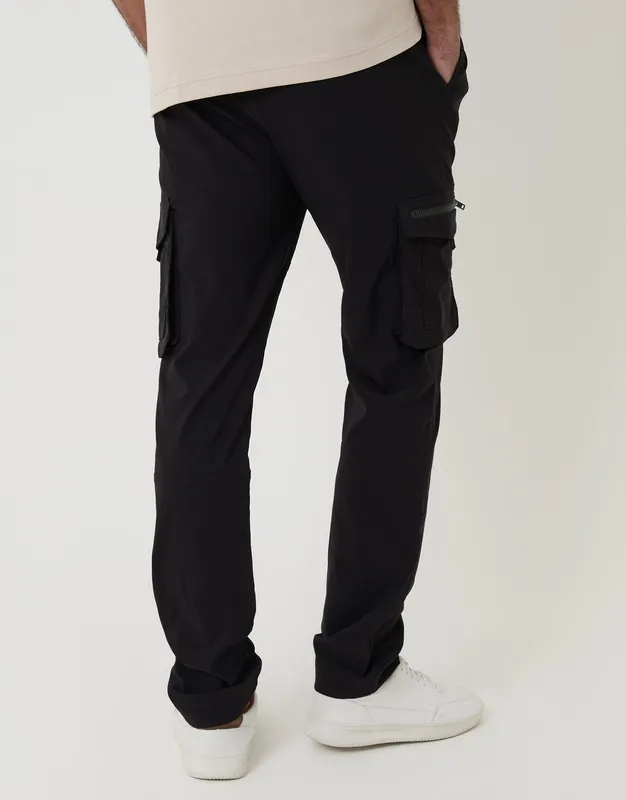 Black Slim-Fit Stretch Cargo Pants