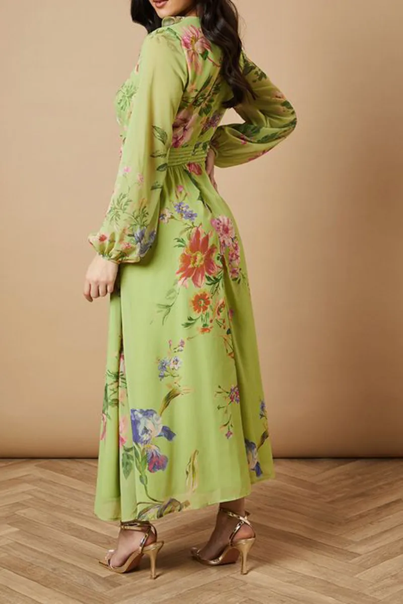 Casual Style Green Long Sleeve Dress