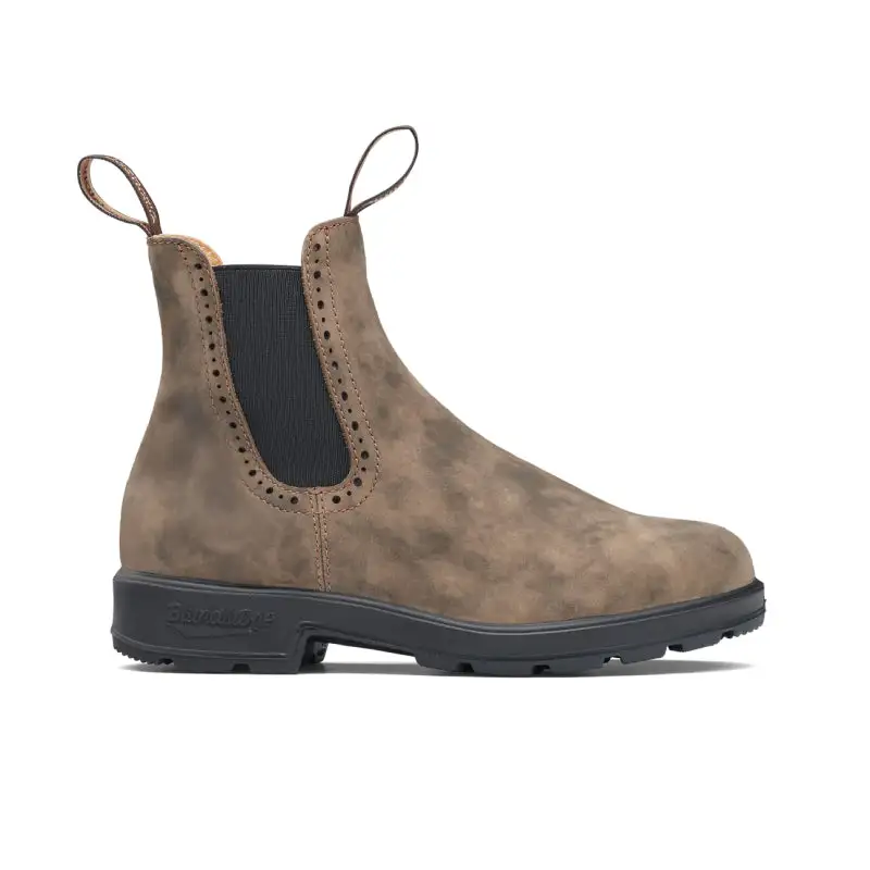 Waterproof Elastic Side Brogue Detail Leather Winter Ankle Boots