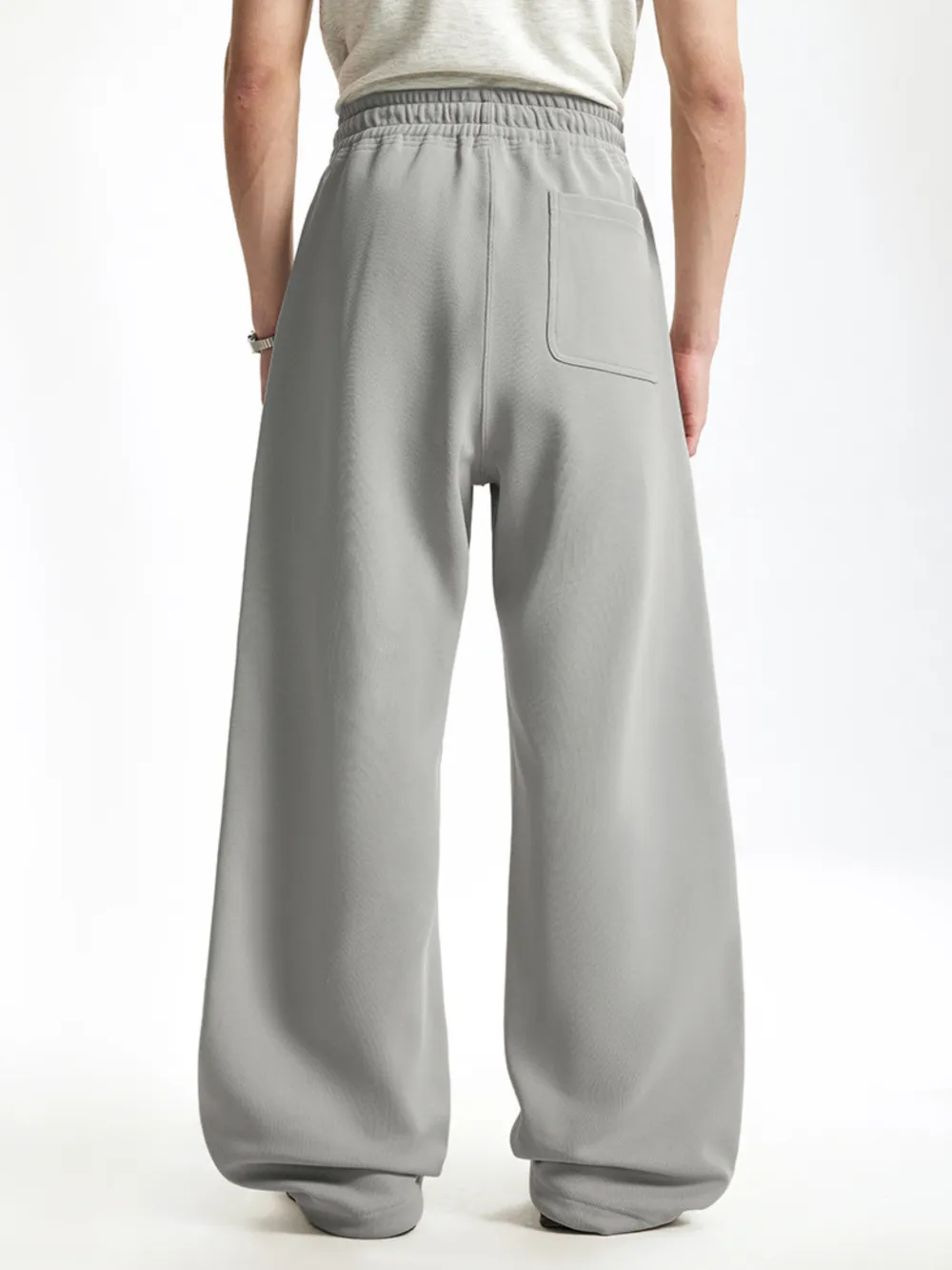 Curved-Leg Relaxed-Fit Drawstring Casual Pants