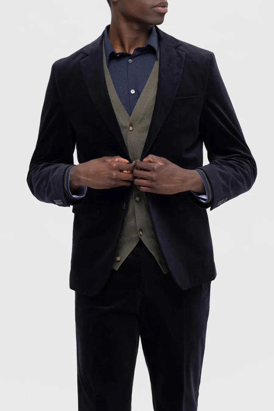 Dark Blue Corduroy Blazer