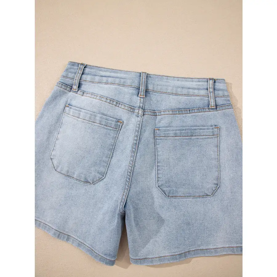 Wash High Rise Denim Shorts