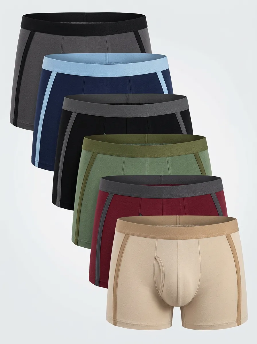 Men's Contrast-Waist Piped Boxer Brief Set