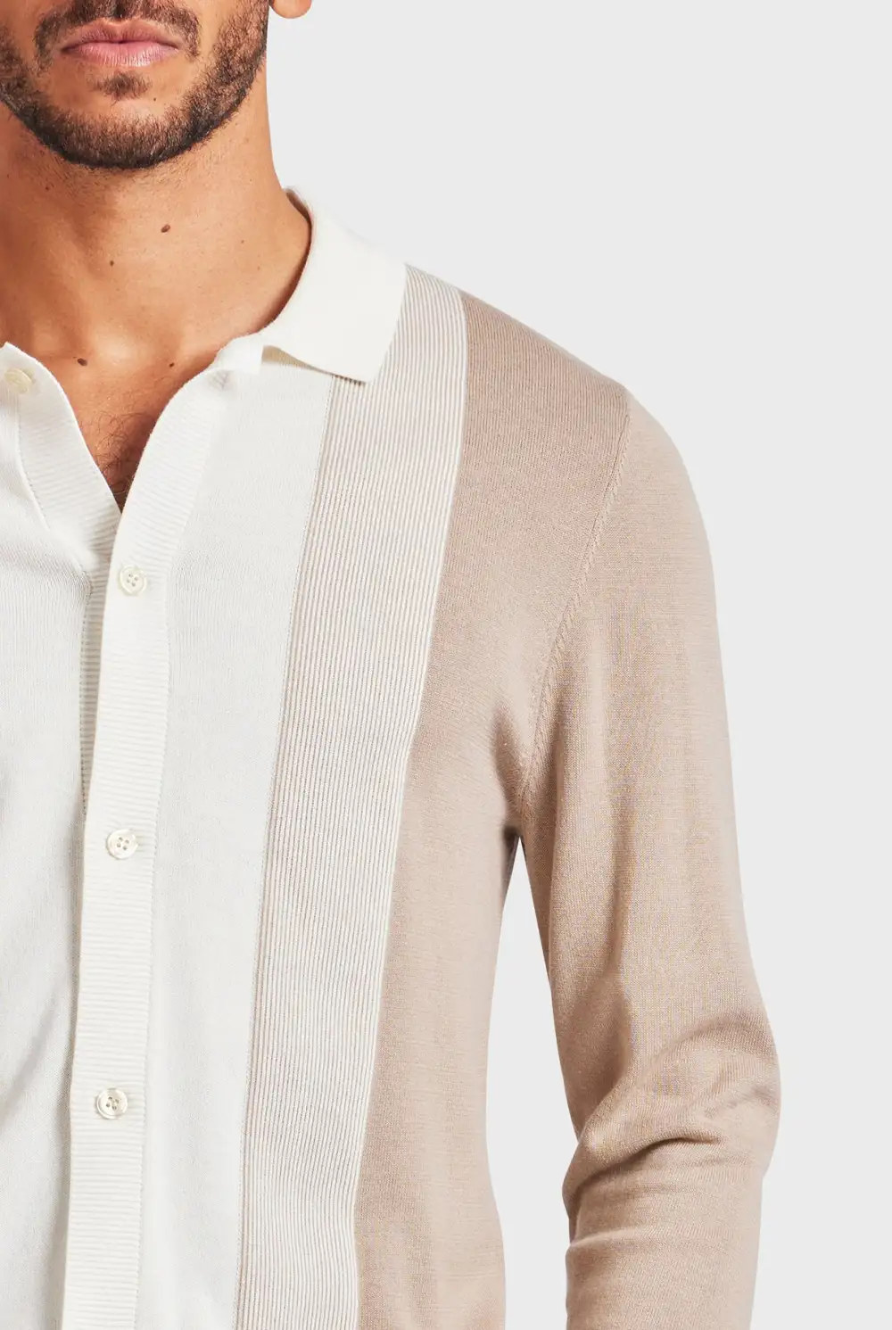Jackson Stripe LS Knit Shirt-Oatmeal