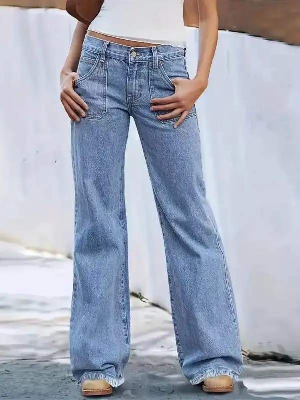 High Waist Wide Leg Denim Jeans