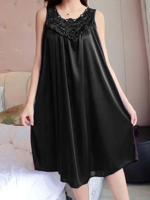 Ruffles and Lace Long Nightgown Dress