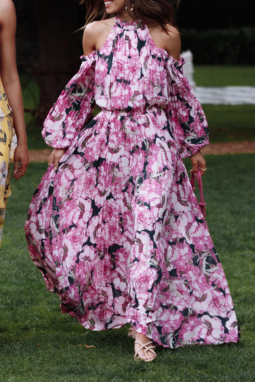 OFF-THE-SHOULDER TRUMPET SLEEVE DRESS