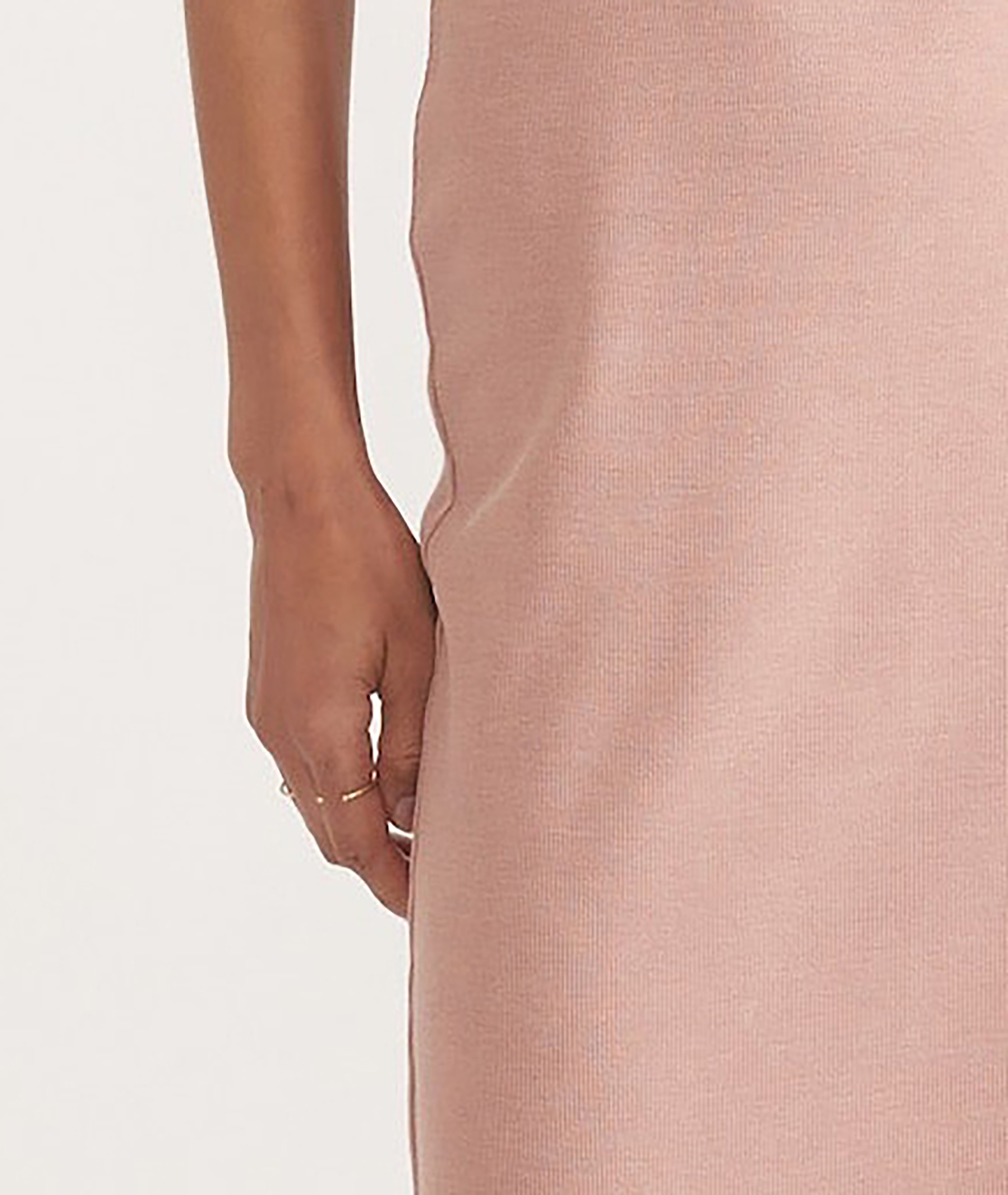 Blush Ribbed Spaghetti Strap Midi Dress