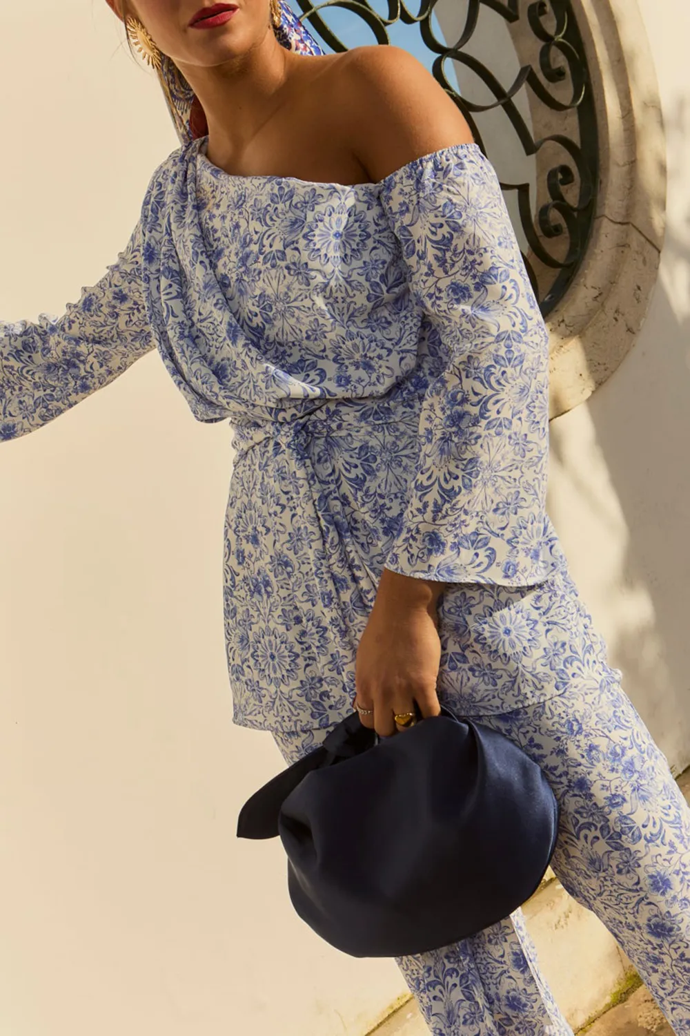 Floral Striped Design Trousers