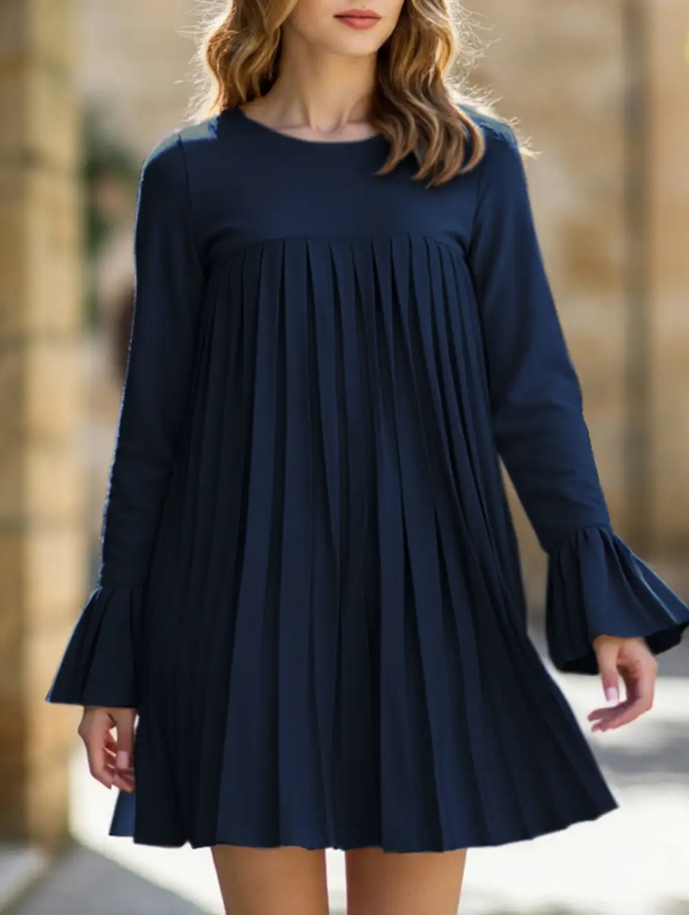Relaxed Fit Pleated Dress