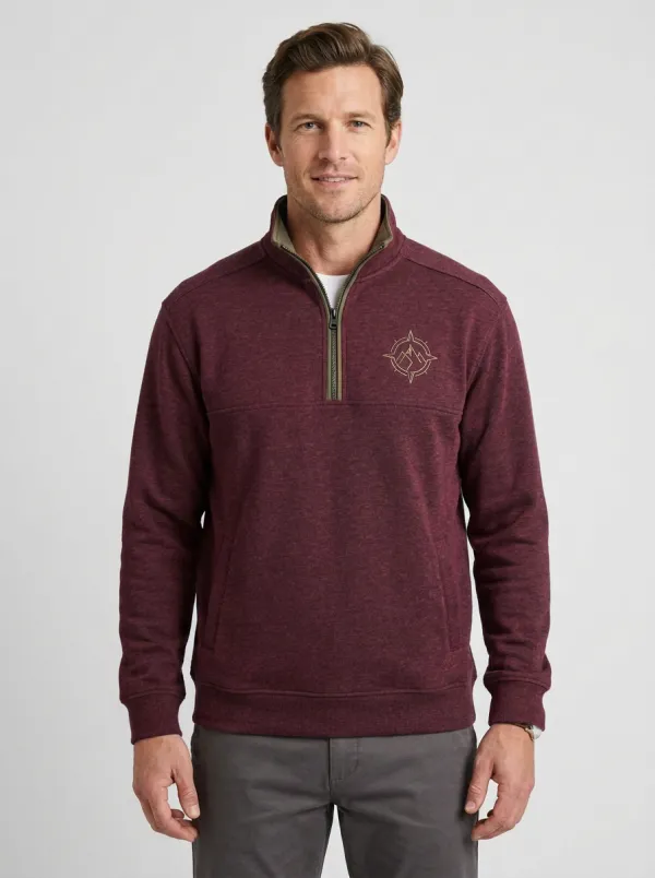 Men's Northbound Outdoor Mountain Compass Graphic Quarter-Zip-Neck Sweatshirt