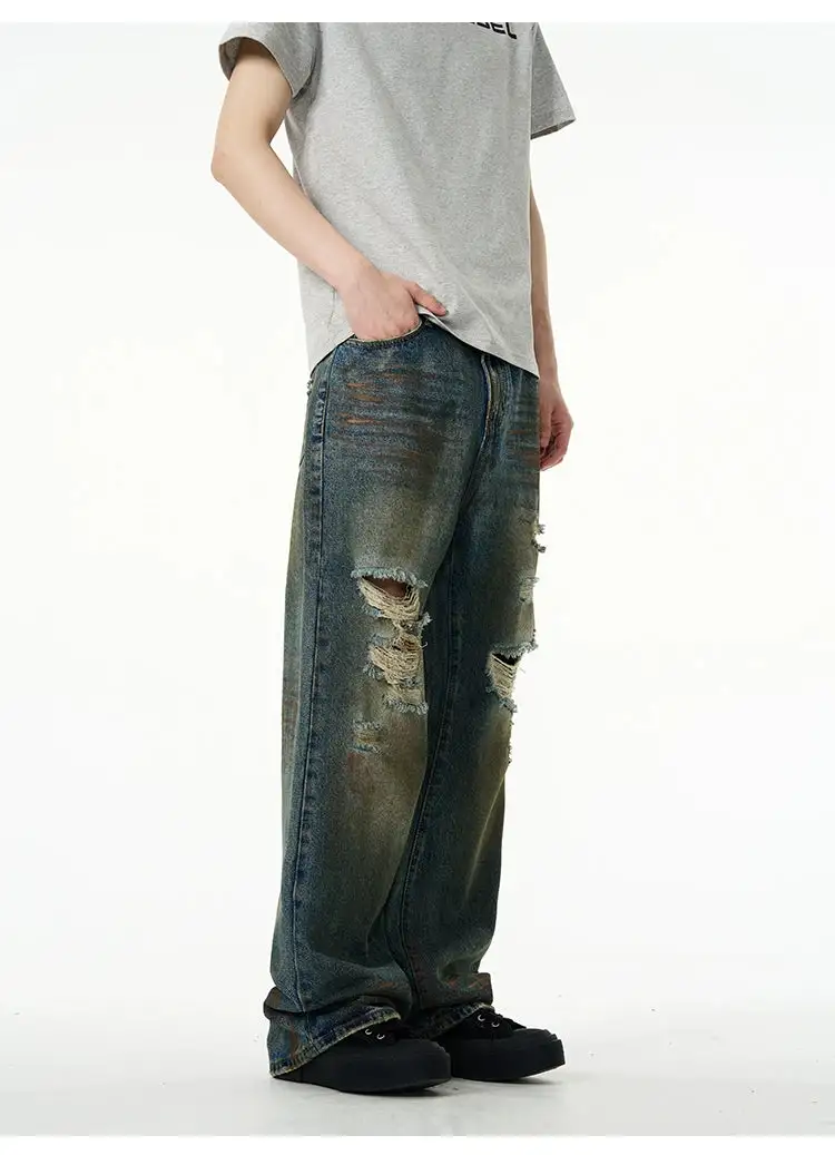 Distressed Baggy Ripped Denim Jeans