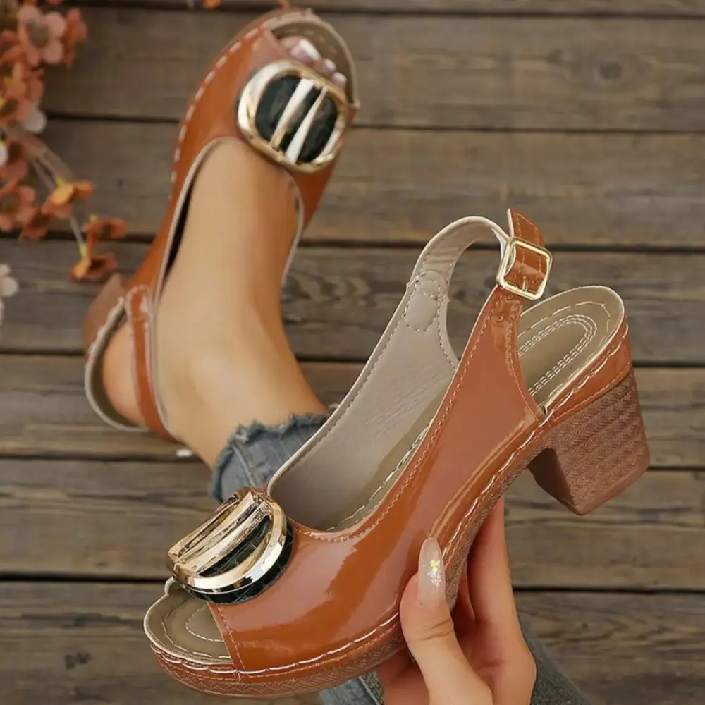 Modern Peep Toe Block Heel Sandals
