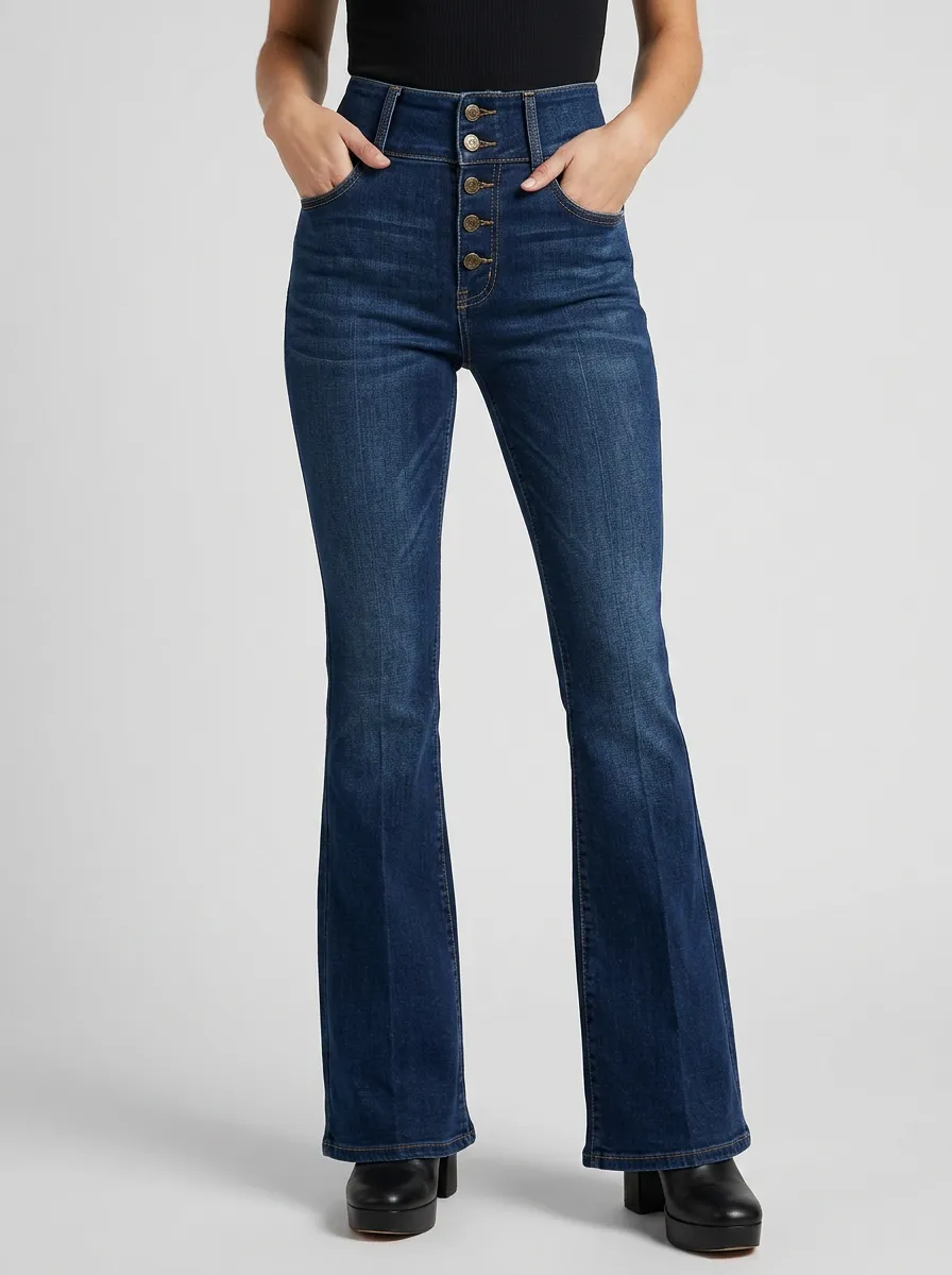 Practical High-Waist Stretch Women's High-Waist Stretch Flare Jeans
