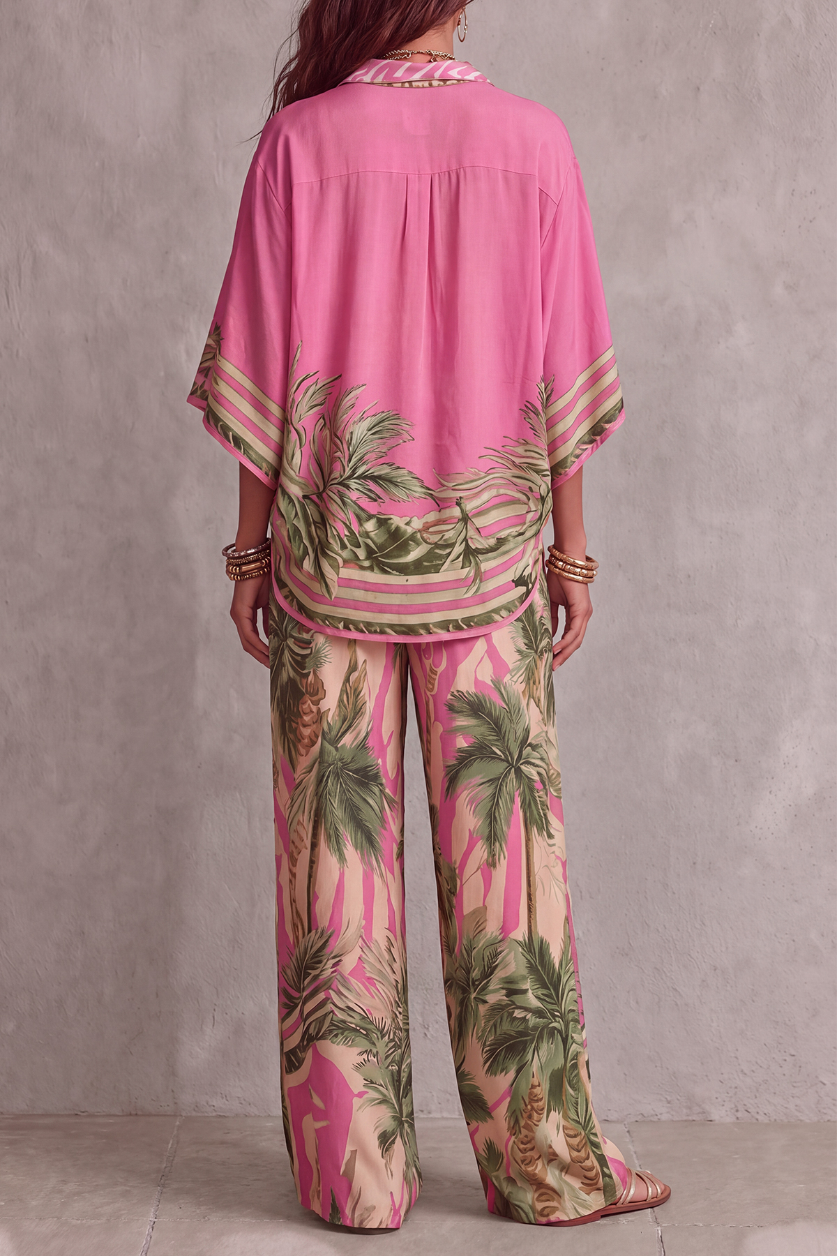 Batwing Sleeve Printed Matching Pants Set