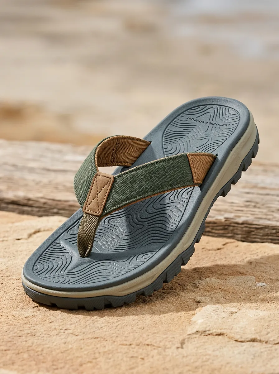 Topographic Adventure Men's Casual Flip Flops