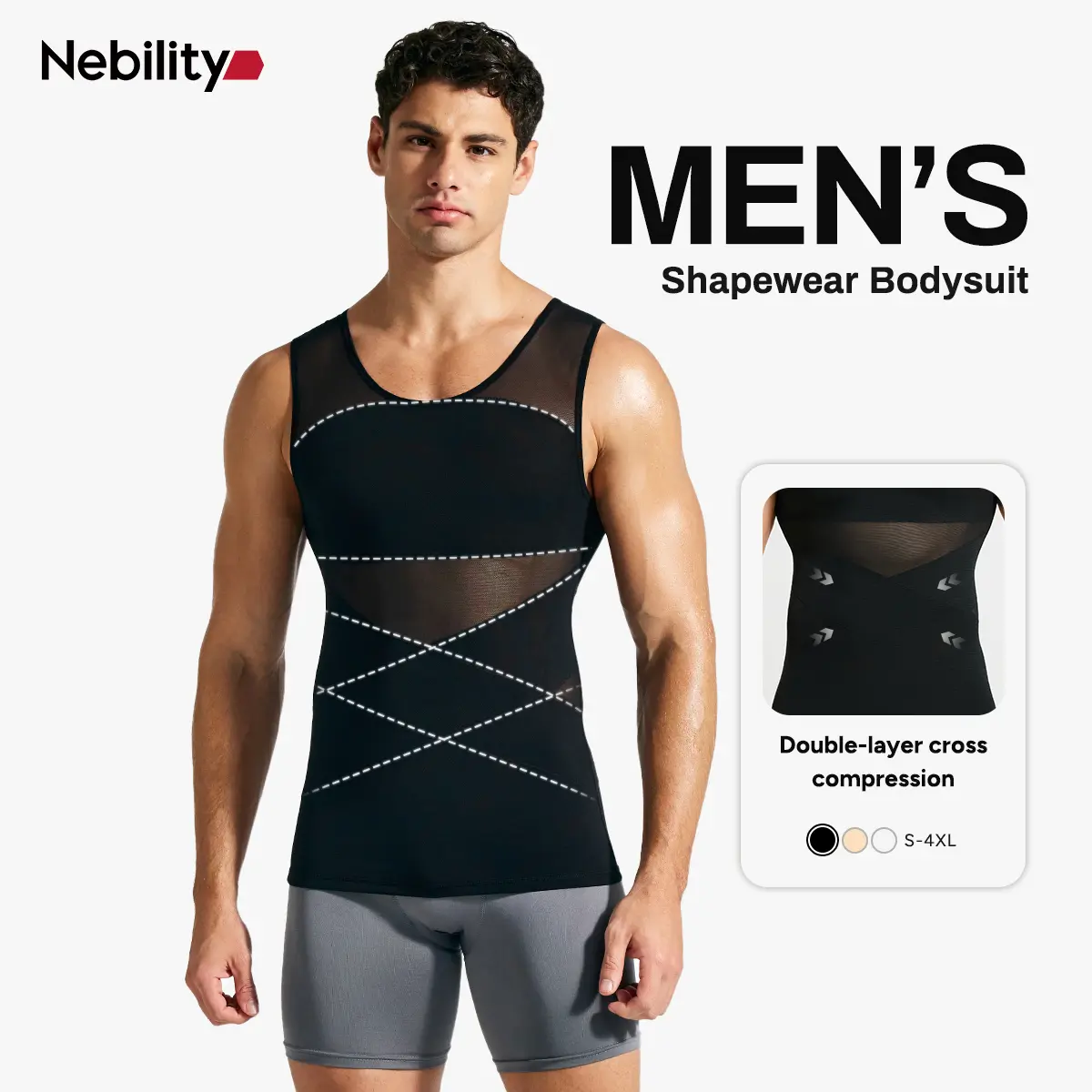 Men’s Mesh Fabric Breathable Compression Shapewear Vest