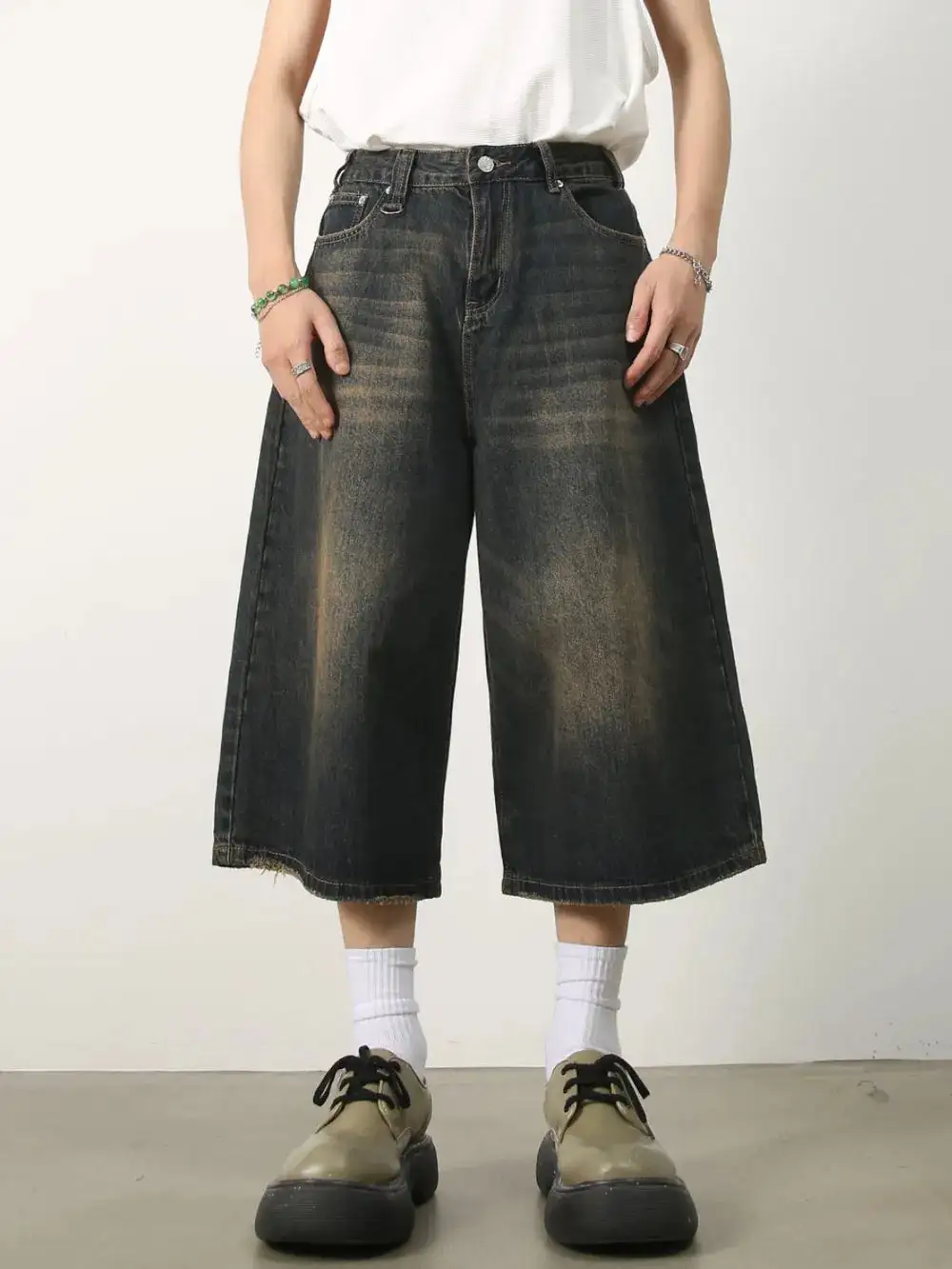 Everyday Wide Leg Cotton Blend Casual Shorts