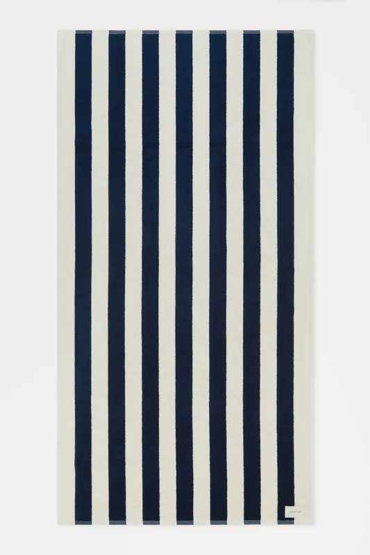 Navy & Cream Stripe Beach Towel