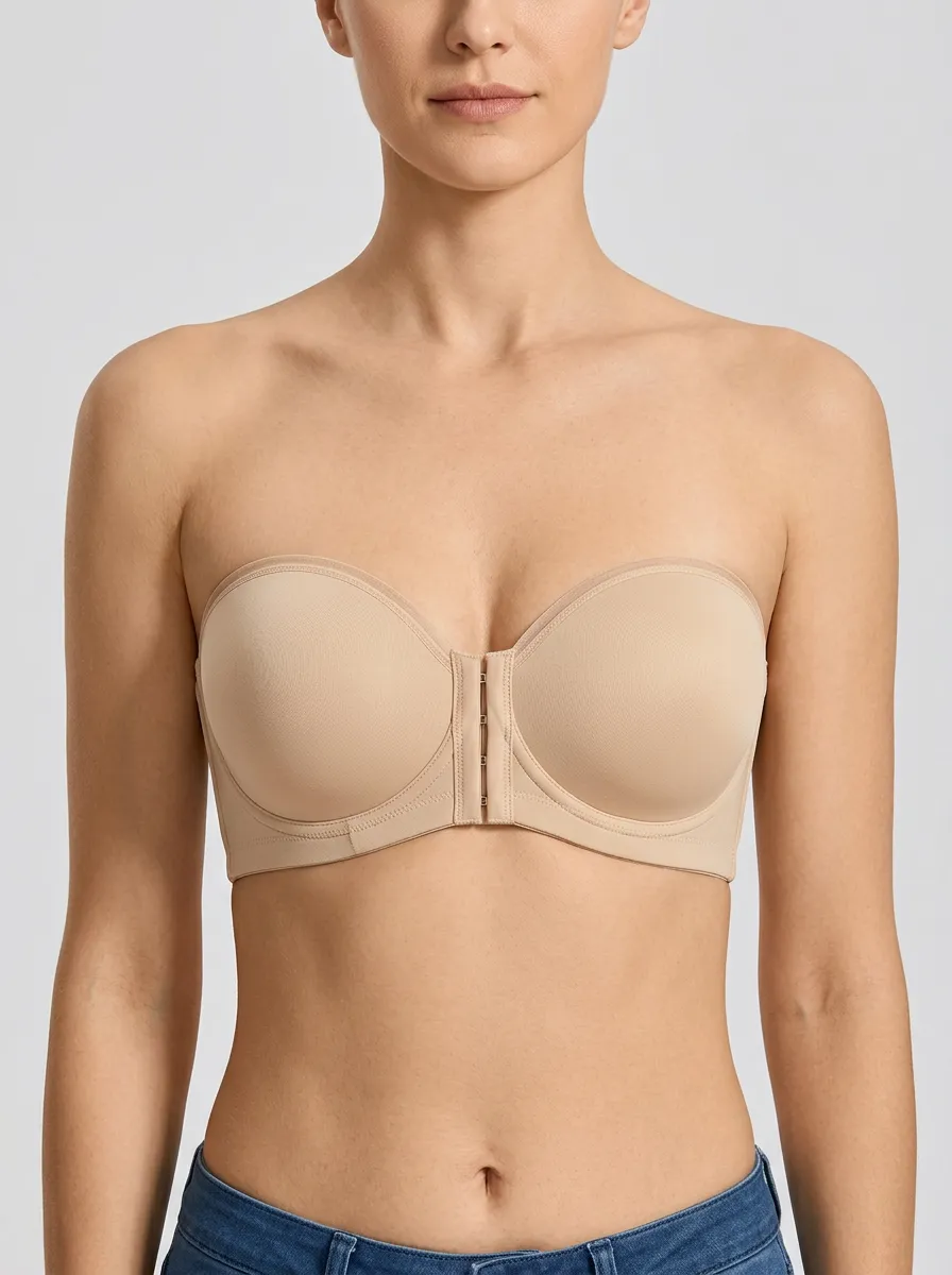 Women's Bonded-Edge Underwire Front-Closure Strapless Bra