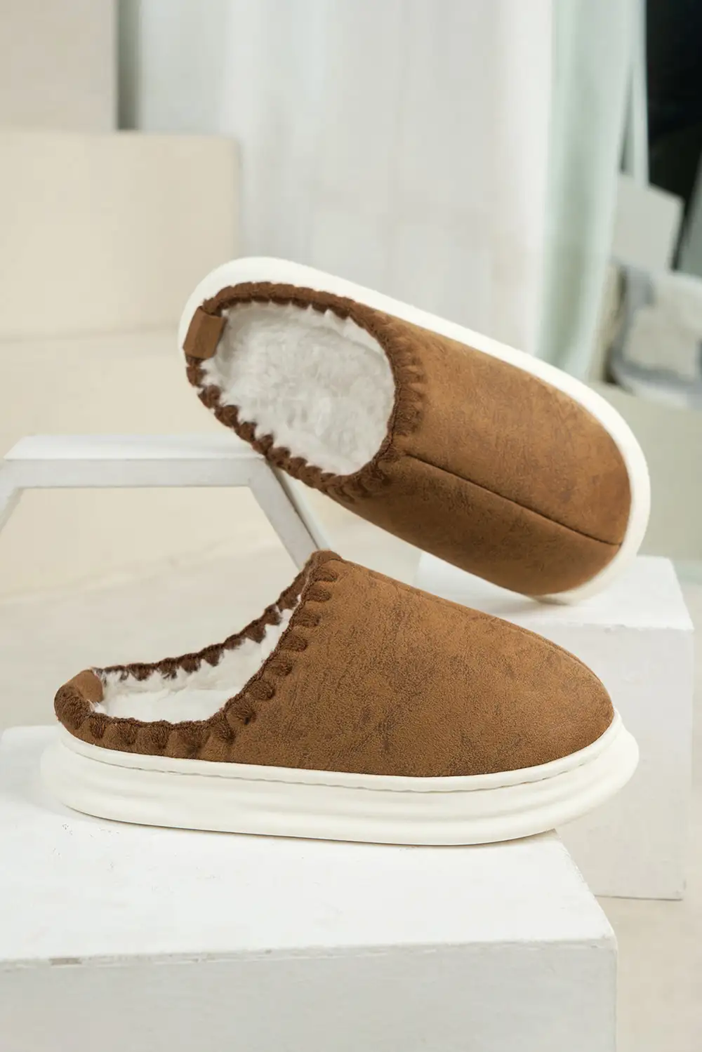 Thick Sole Plush Lined Home Slide Slippers