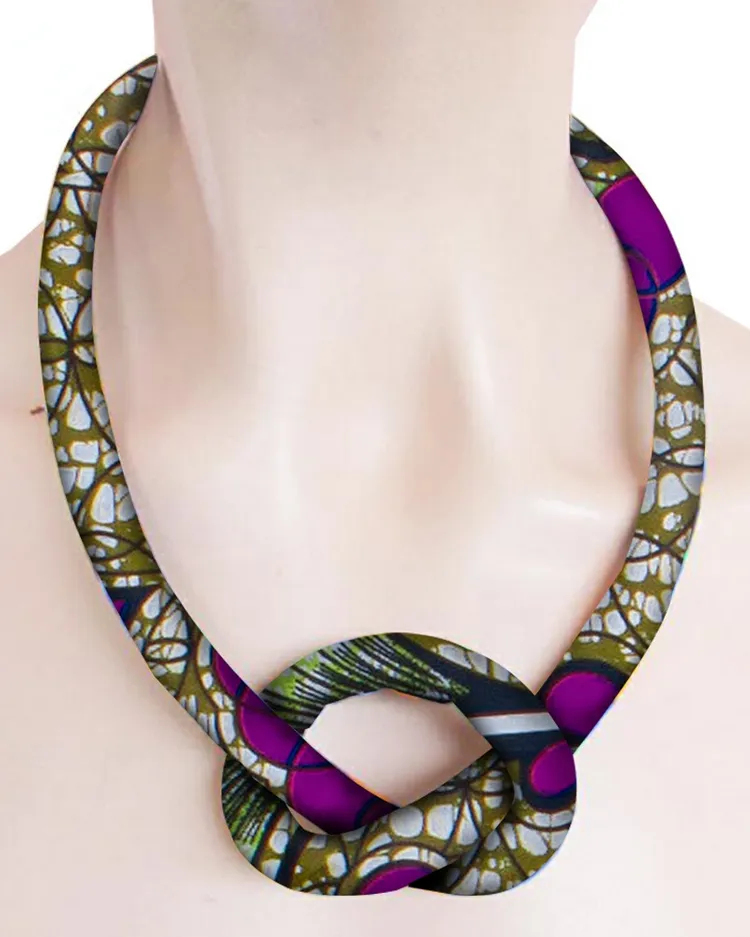 Handmade Ankara Print Cotton Cord Necklace