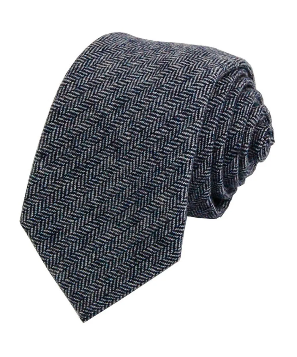 Polished Wool Patterned Men's Necktie With Pocket Square
