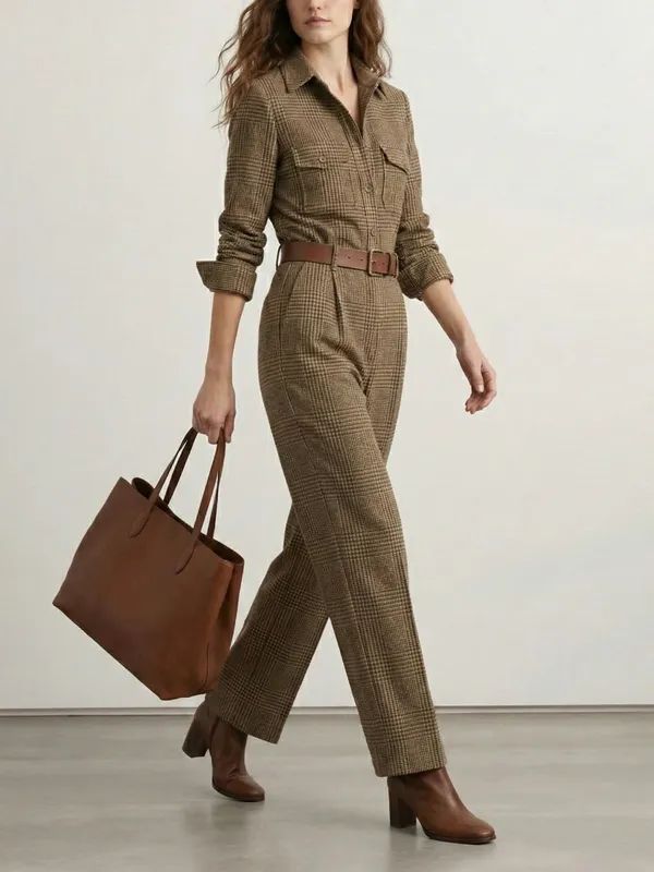 Jumpsuits Met Hoge Taille Lange Mouwen Geen Riem