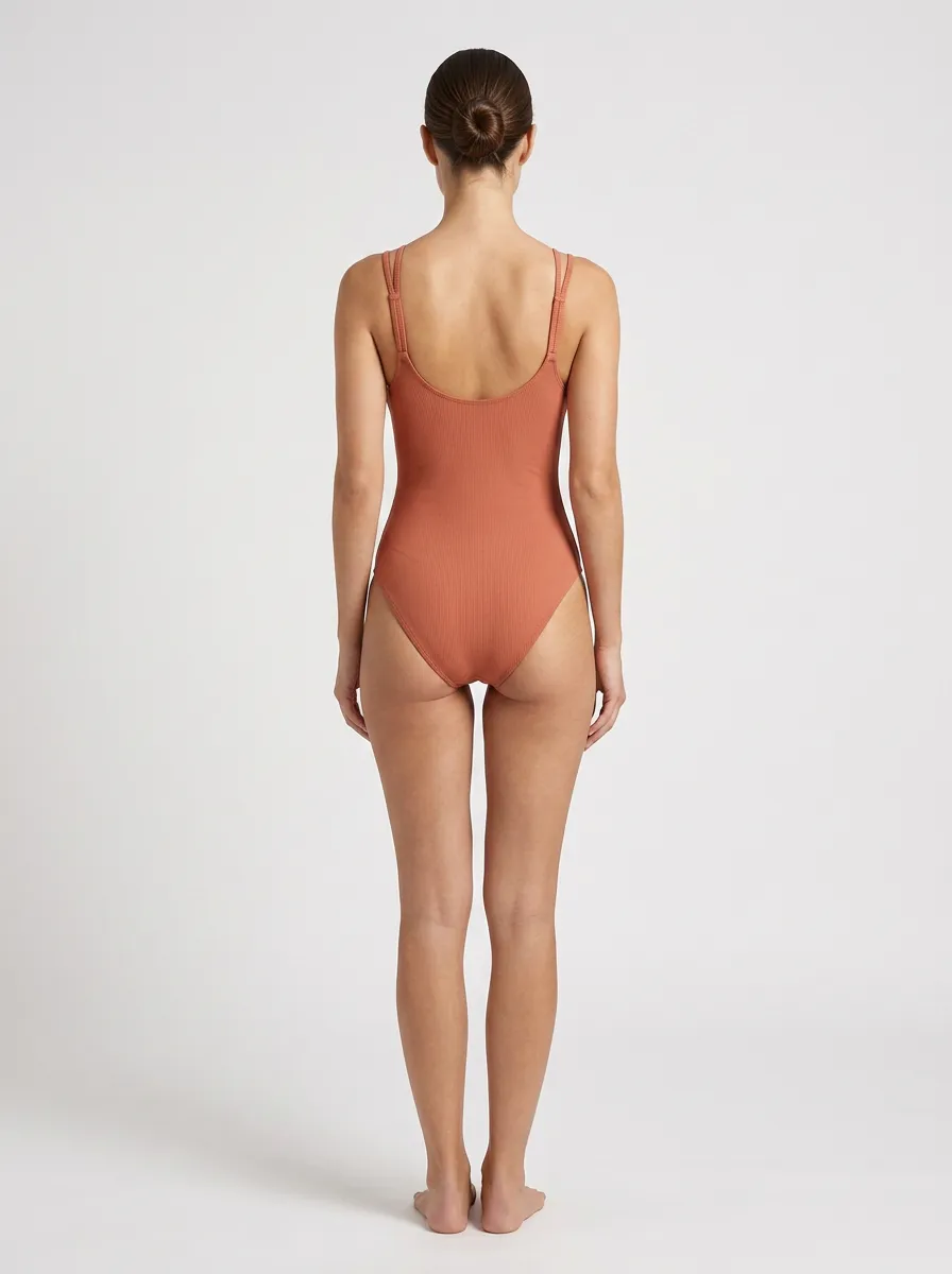 Women's O Ring Cutout Halter One Piece Swimsuit