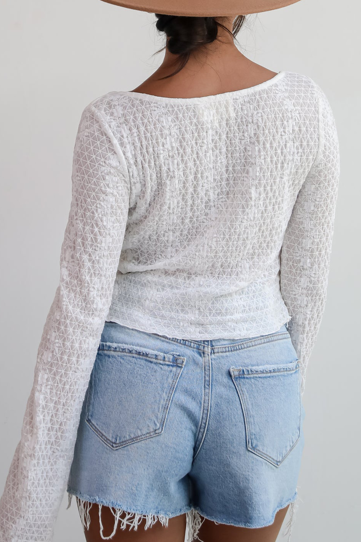 Trendsetting Cuteness White Mesh Blouse