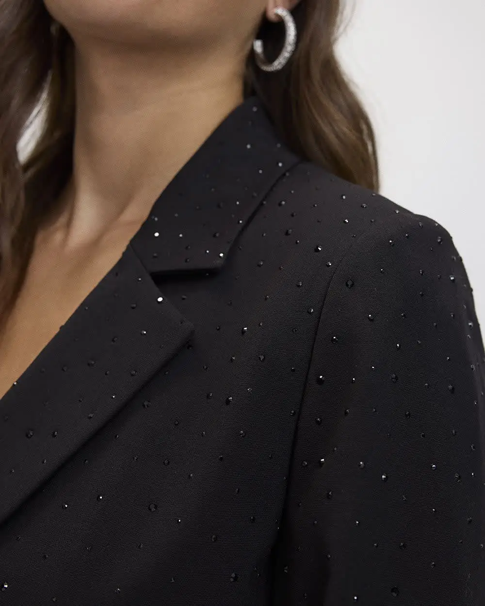 Cropped Blazer with Rhinestones Elegance