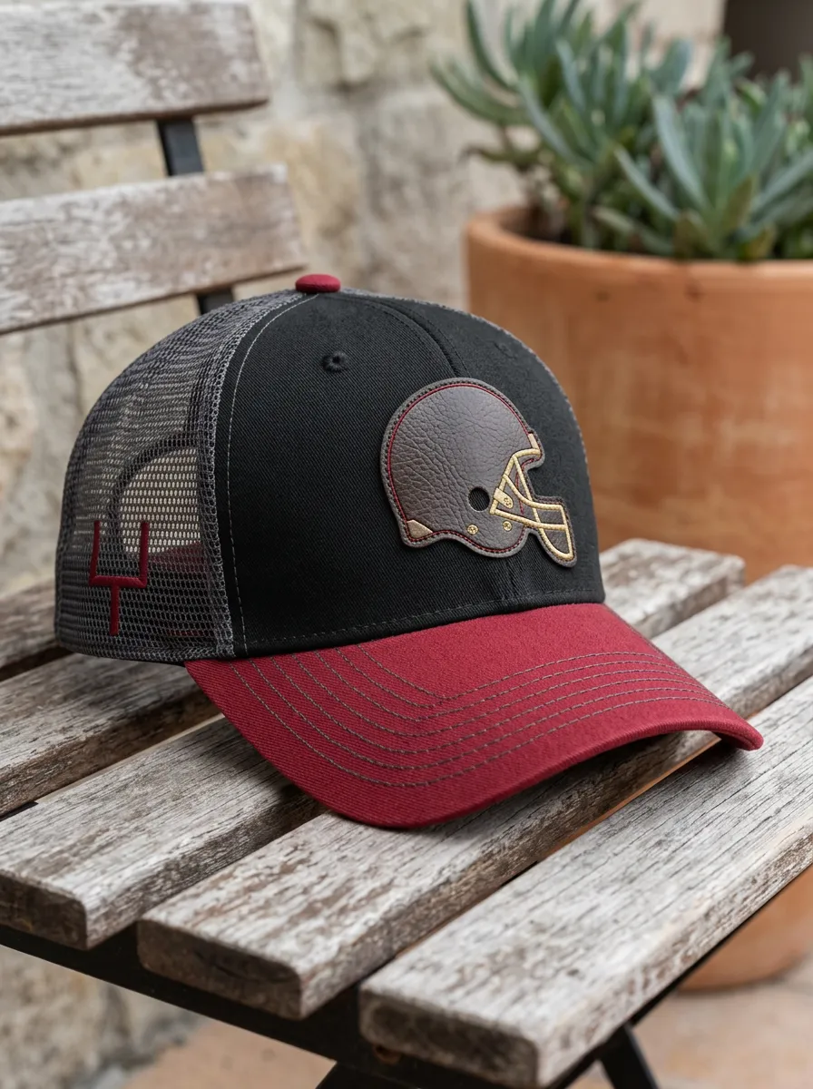 Men's Football Fan American Helmet Patch Mesh Back Trucker Cap