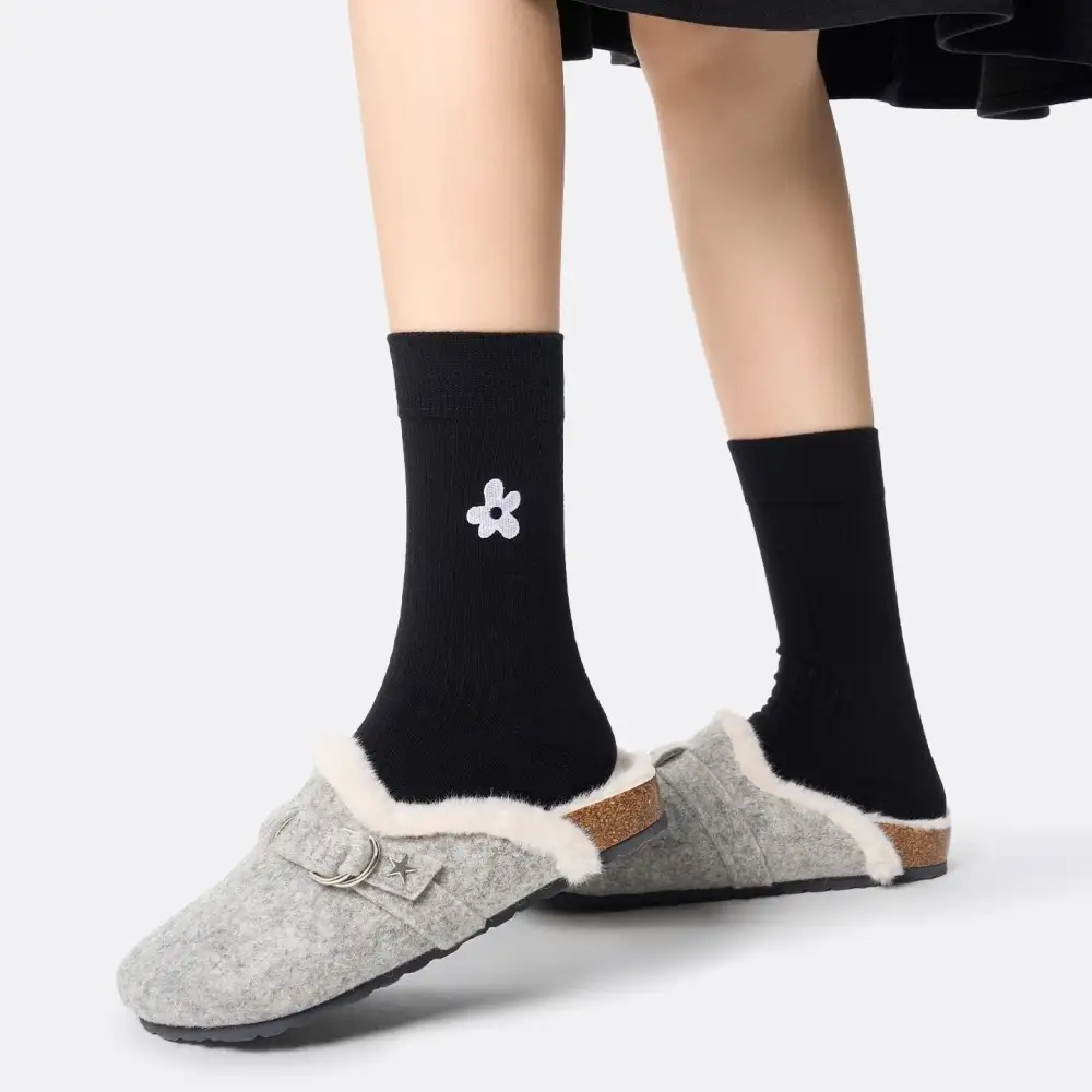 Playful Embroidered Motif Crew Socks