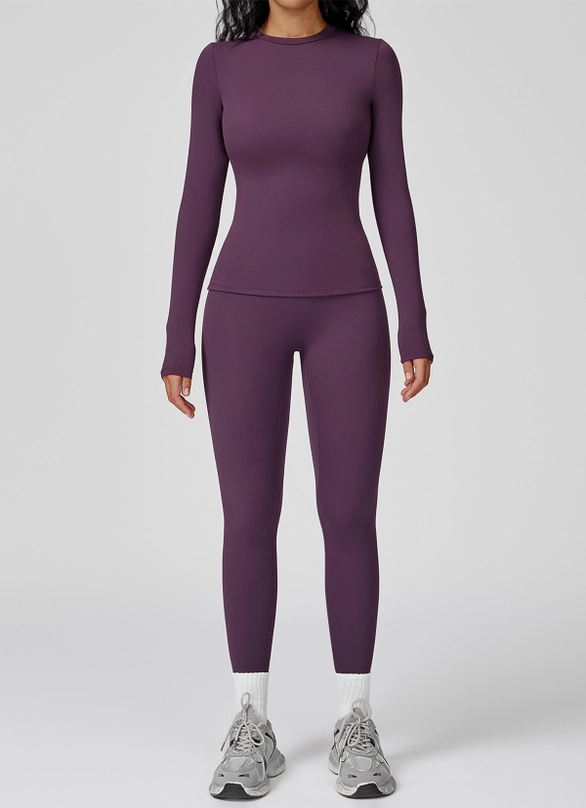 Long Sleeve Top with High Waist Sculpted Leggings Set