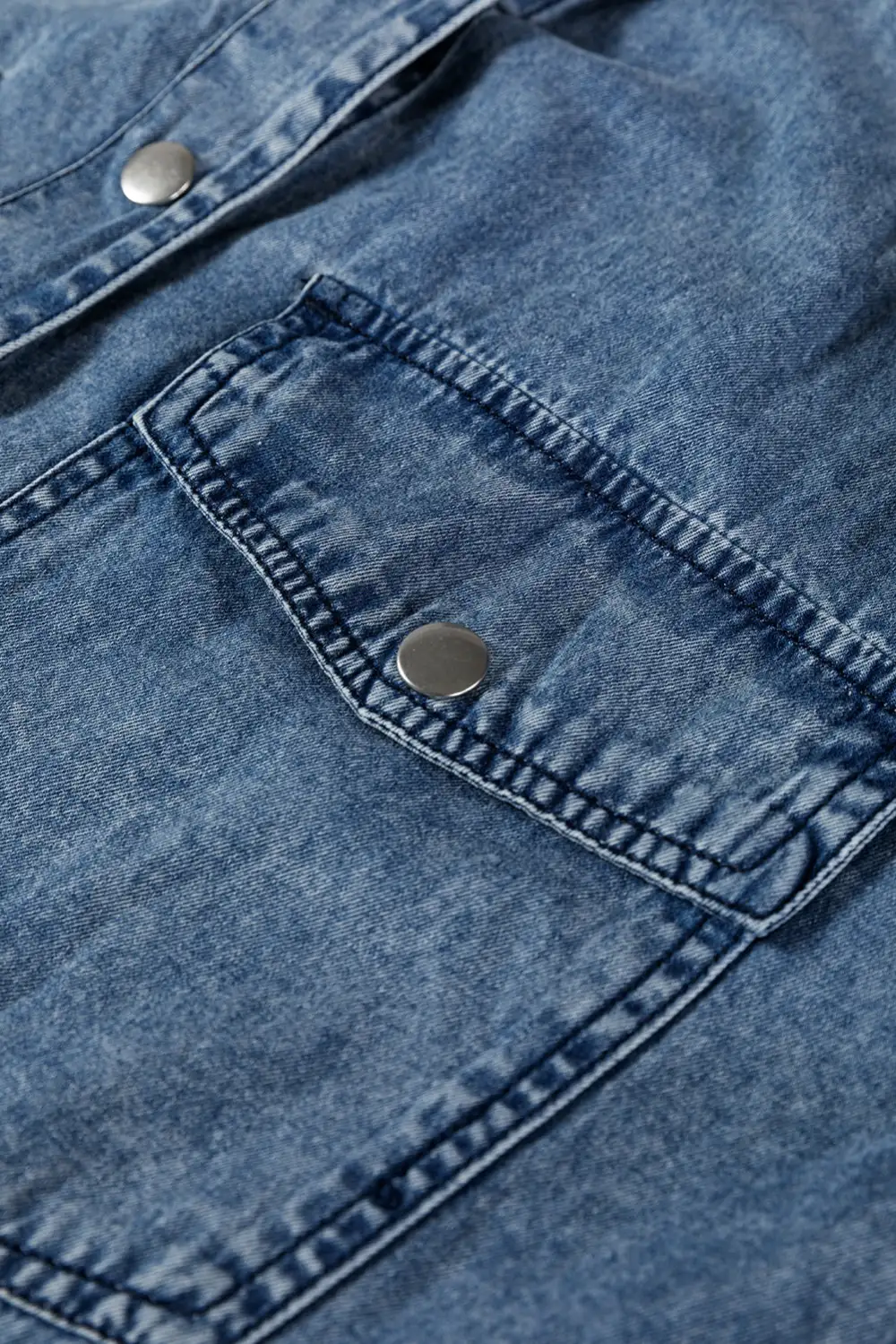 Balanced Detail Denim Pocketed Shirt Dress