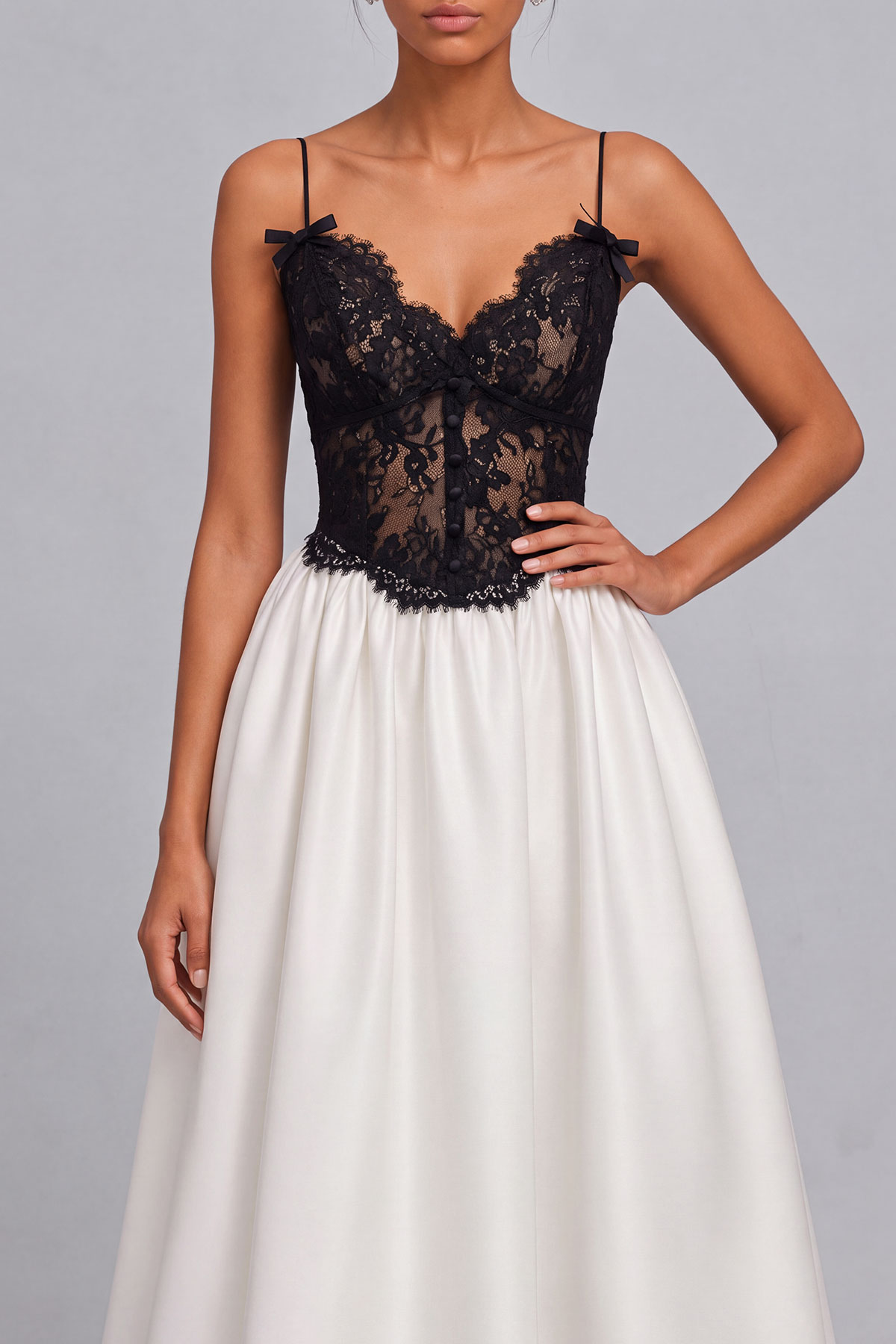 Classic Spaghetti Strap Lace Midi Dress