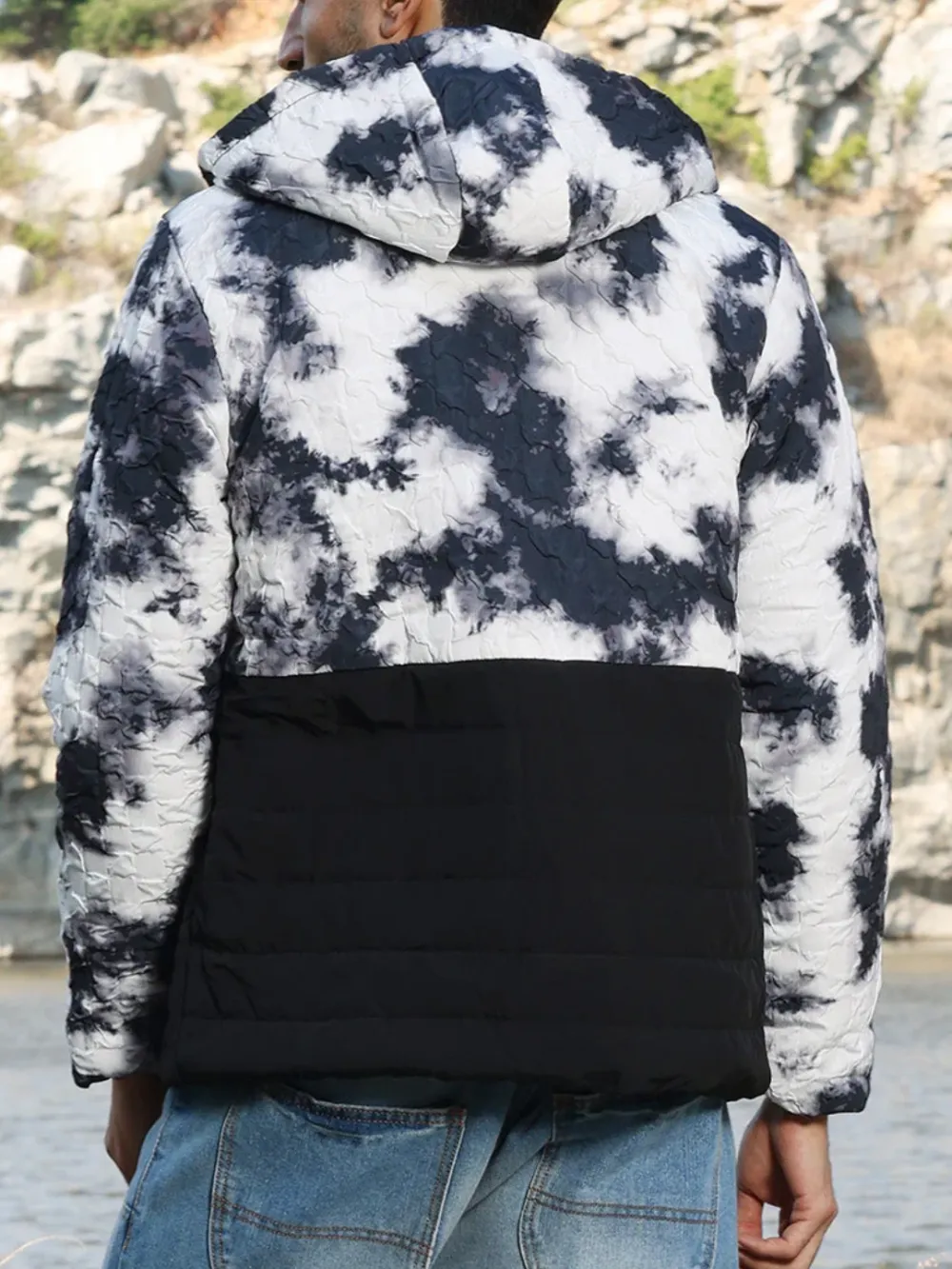 Tie Dye Patchwork Puffer Jacket