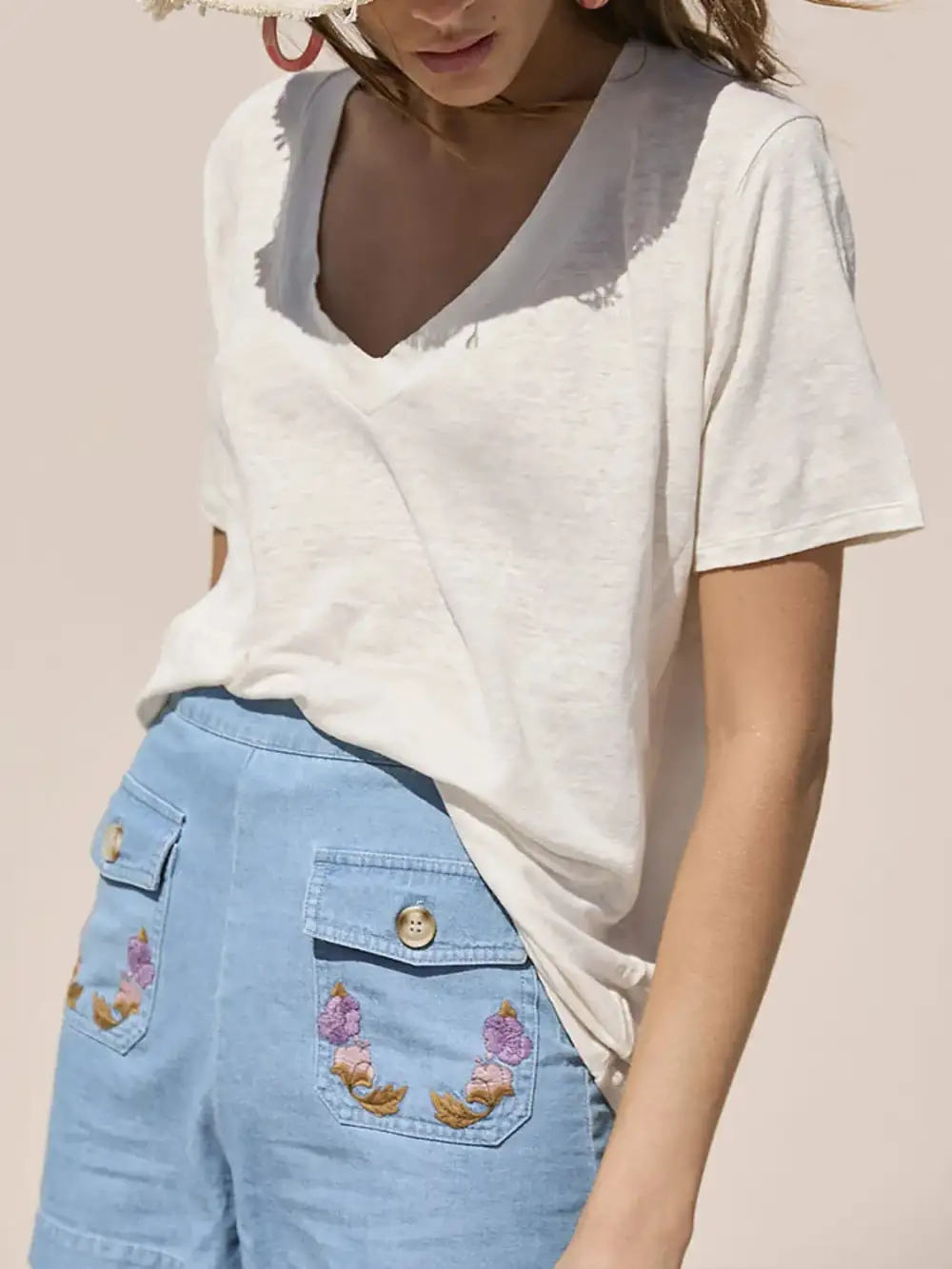 V-Neck Short-Sleeve Relaxed Cotton T-Shirt