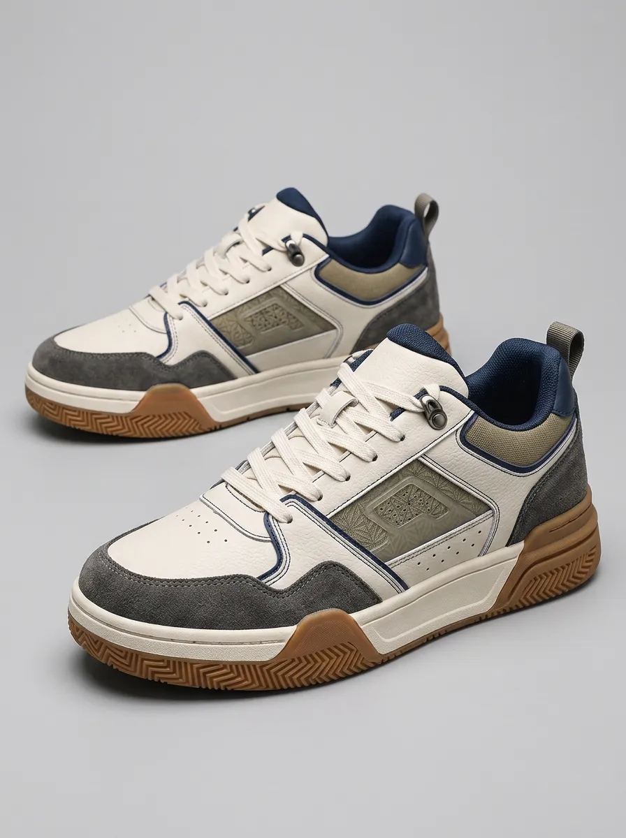 Men's Casual Geometric Pattern Patchwork Patterned Skate Shoes