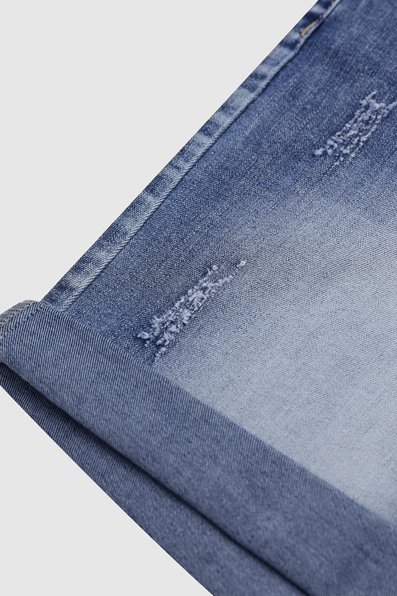 Button Fly Ripped Denim Shorts Without Belt