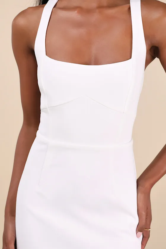 Vibrant Allure Black Square Neck Sleeveless Bodycon Midi Dress