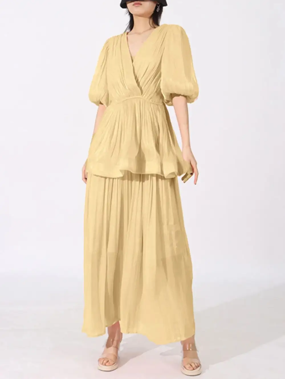 Puff Sleeve Maxi Dress