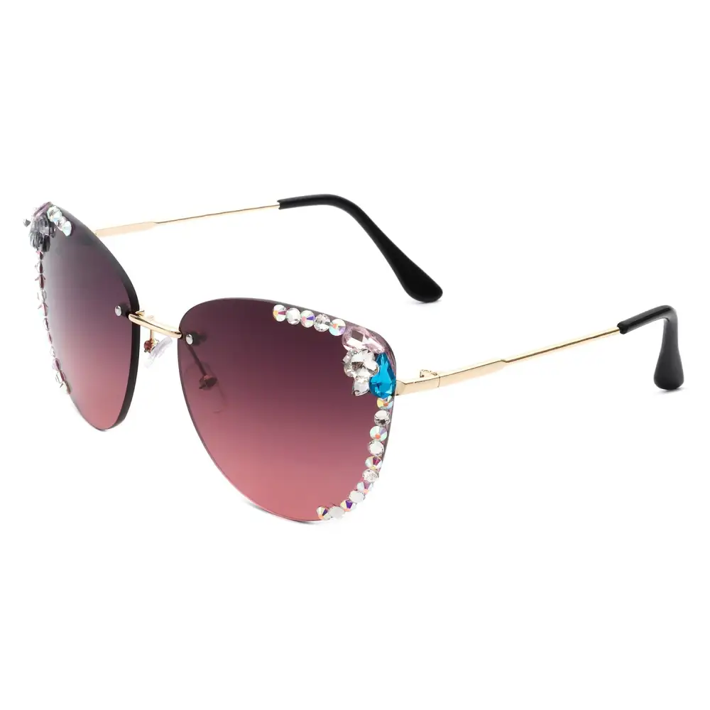 Cat Eye Rimless Frame Sunglasses