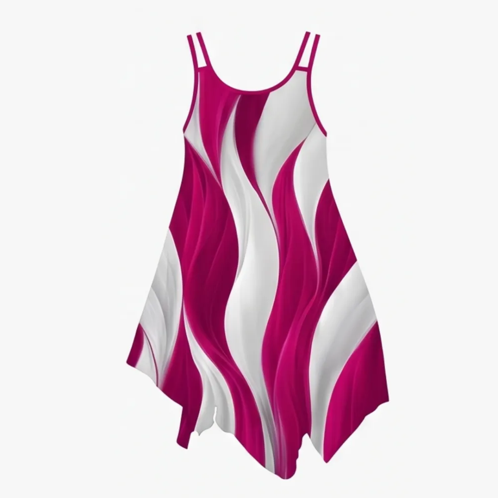 Printed Asymmetric Swirl Midi Dress
