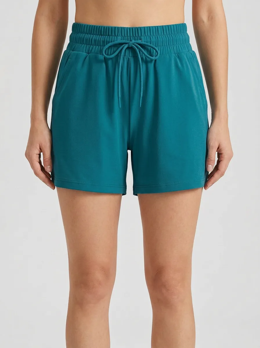 Women's Mid-Thigh Drawstring Athletic Shorts